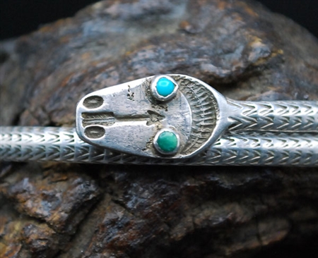 Hand Made Sterling Silver Snake Bangle Bracelet - King Cobra | NOVICA